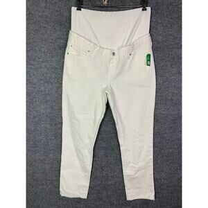 NEW $79 Gap Maternity‎ Jeans sz 30/10 White denim knit belly panel stretchy